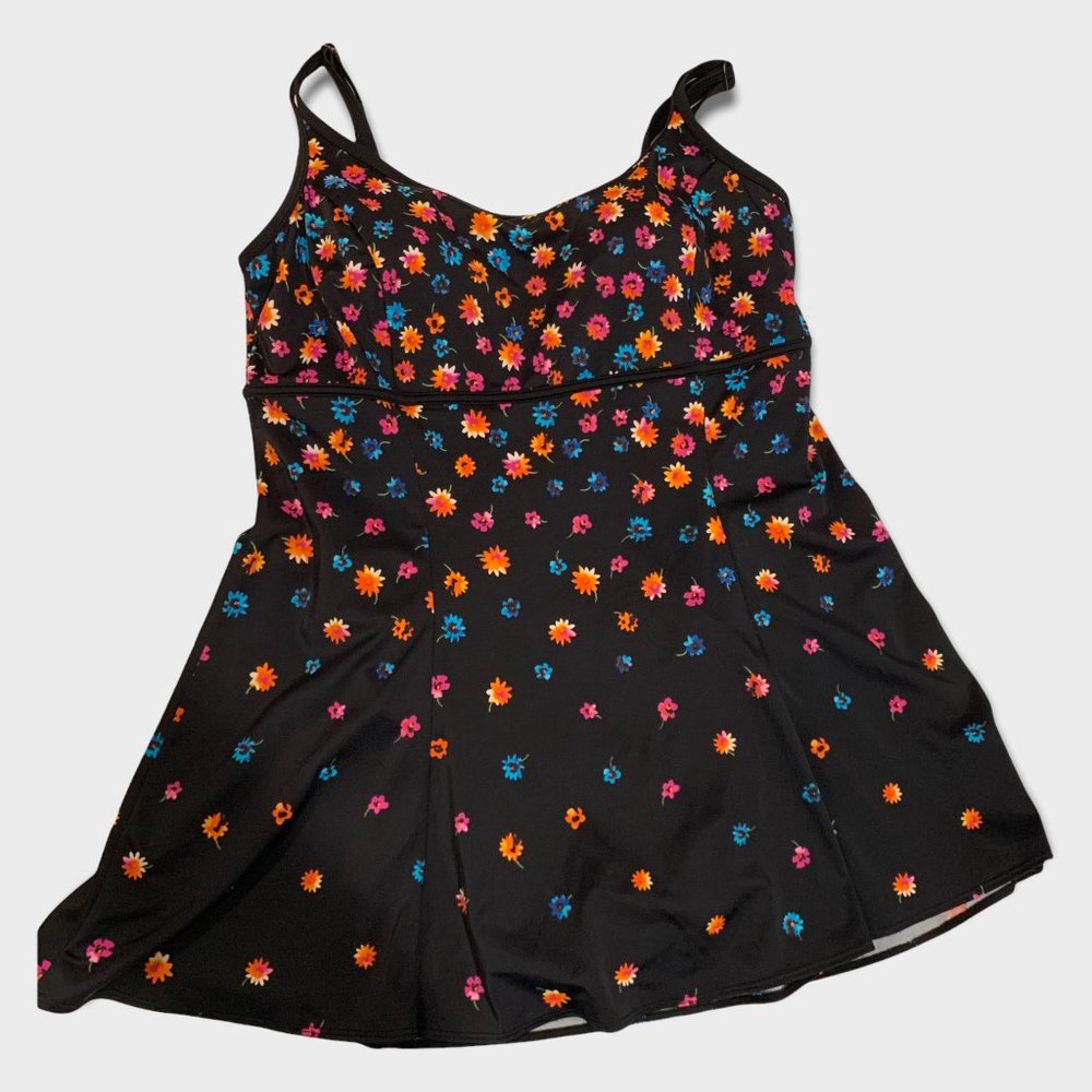 Longitude Floral Swimsuit Dress Plus Size Swim Size 14